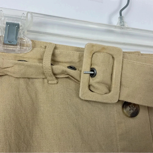 American Eagle Linen Blend Button Front Belted Skirt Size Medium‎ - Picture 2 of 7